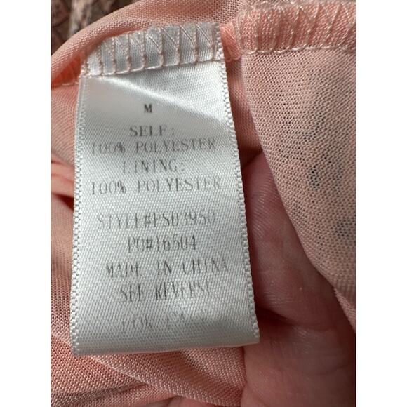 Polagram The Delling Patterned Dress in Dusty Salmon Size M Satin Smocked A47 - Picture 6 of 10